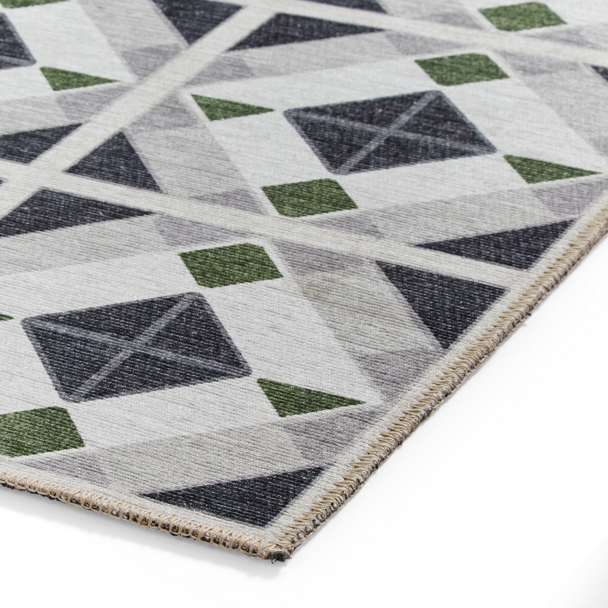 Victoria H1190 Modern Geometric Washable Rugs In Grey Green